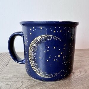 Market Finds Coffee Mug Dark Blue "Love by the Moon" Crescent Moon 16 Oz